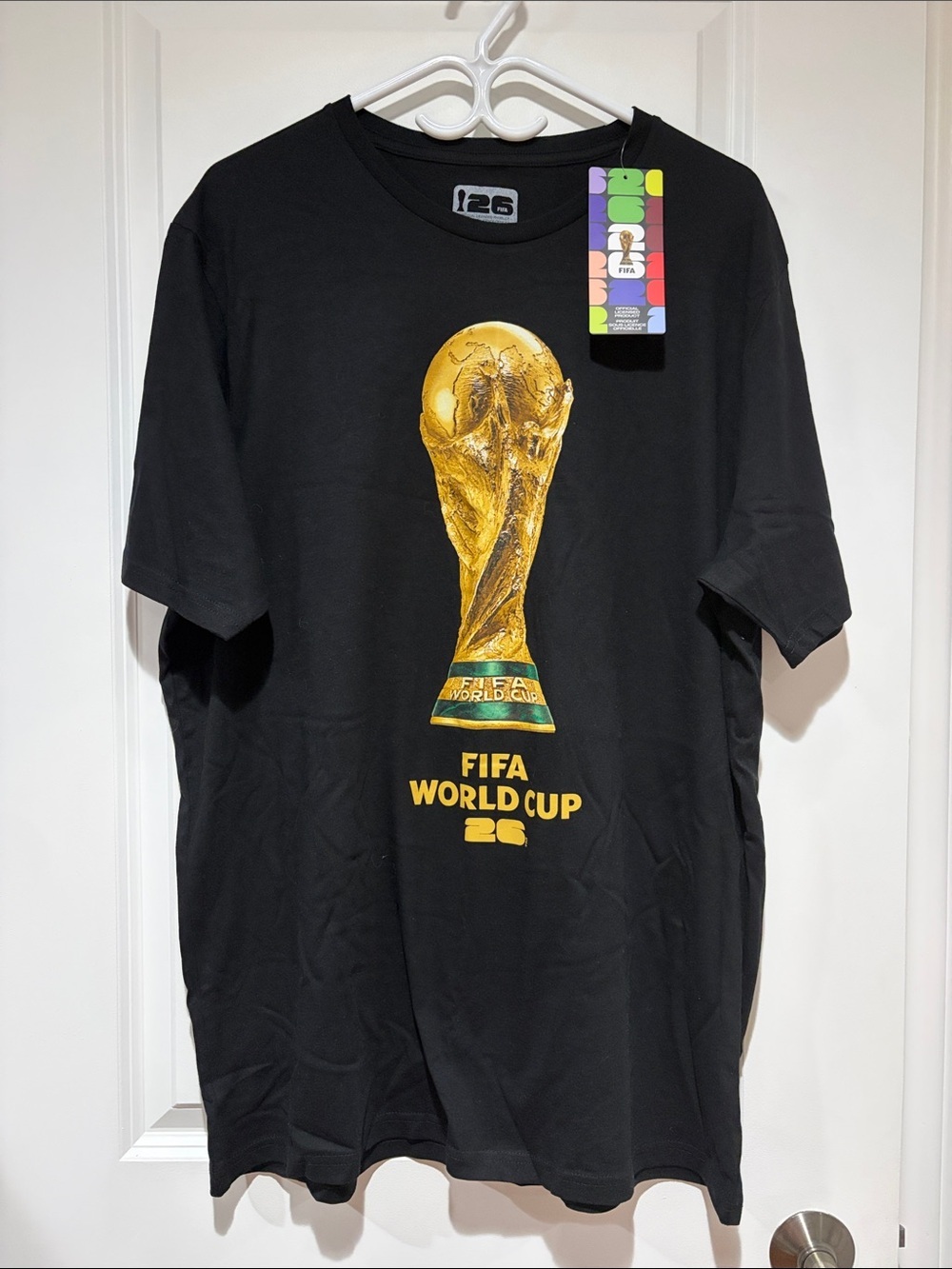 FIFA World Cup Black T-Shirt with Gold Trophy Graphic